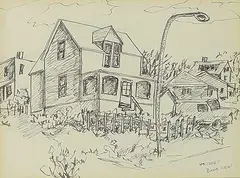 Janet Mitchell, Bankview, ink on paper