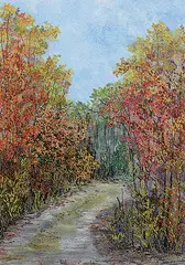 Sylvia Naylor, A Walk Through A Fall Wood, 2005, embroidery on painted fabric