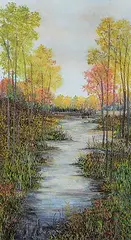 Sylvia Naylor, Cherish this Land, 2005, embroidery on painted fabric
