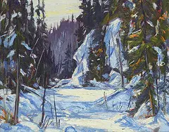 Lawrence Nickle, Untitled - Winter Woods, oil on wood board