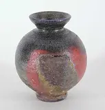 Wayne G. Ngan, Blue and Red Raku Vase, glazed ceramic