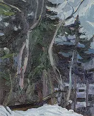 Herald Nix, Dead Cotton Wood Trees, 2002, oil on wood board