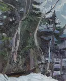 Herald Nix, Dead Cotton Wood Trees, 2002, oil on wood board