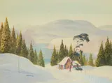 Graham Noble Norwell, Untitled - Cottage in the Snow, watercolour on paper