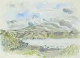 Rebecca Perehudoff, Untitled - A View of the Lake, watercolour on paper
