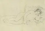 Femme Nue Couchee Tournee a Droite by Pierre-Auguste Renoir, etching on paper, sold May 2021
