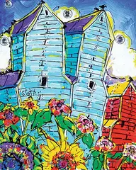 Brian J. Scott, Nanton Grain Elevators, acrylic and mixed media on canvas