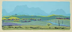 Janice Joy Serr, Sky Over Land #47, 1982, colour monoprint on paper