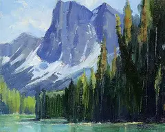 Doug Swinton, Emerald Lake, oil on canvas board