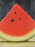 Les Thomas, Watermelon Slice, 1995, oil on wood board