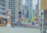 Jim Vest, Jasper Ave and 100 St. Edm., mixed media on paper
