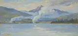 Stanley Delhi-Force Tytler, Untitled - View of the North Shore Vancouver, oil on paper board