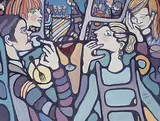 Charlotte Johnson Wahl, Untitled - At the Bar, 1975, acrylic on canvas