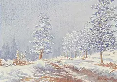 Untitled - Snowy Lane by Grace M. Willis, watercolour on paper, sold May 2021