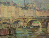 A. Y. Jackson, Ile de la Cite, Paris Pont Neuf, 1912, oil on wood panel