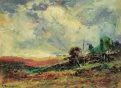 Augustus Frederick Lafosse Kenderdine, Untitled - Storm Approaching, oil on paper board