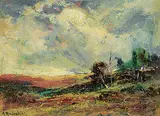 Augustus Frederick Lafosse Kenderdine, Untitled - Storm Approaching, oil on paper board