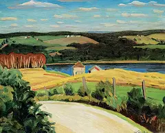 John Goodwin Lyman, Untitled - Laurentian Road by the Lake, oil on wood board