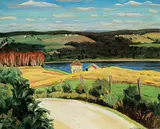 John Goodwin Lyman, Untitled - Laurentian Road by the Lake, oil on wood board