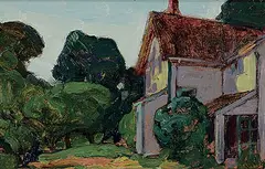 J. E. H. MacDonald, Thornhill House, 1923, oil on paper board