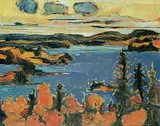St. John River, N.B. by Robert F.M. McInnis, 1983, oil on canvas, sold Apr 2021