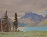 Walter J. Phillips, Bow Lake, 1954, oil on canvas