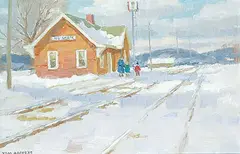 Thomas Keith Roberts, Ile Verte Station, oil on wood board