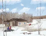 Allen's Gramma's House by Allen Sapp, acrylic on canvas, sold Apr 2021