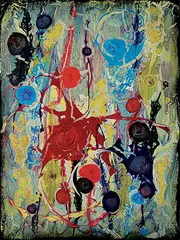 Jason Gogo, Untitled - Experiments in Blots, 2016, mixed media on wood board