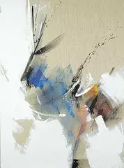 Jean Miotte, Untitled - Blue, White and Black Strokes, acrylic on canvas