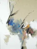 Jean Miotte, Untitled - Blue, White and Black Strokes