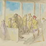 Edward Ardizzone, Untitled - Soldiers on the Viewing Deck
