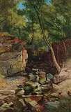 John Holland, Stanally Clough, Todmorden [The Artist Sketching], 1860, oil on canvas