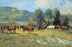 Jack Elmo King, Untitled - Brood Mares, oil on canvas