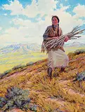 Gregory Sievers, Walks Lightly Woman, 1986, oil on wood board