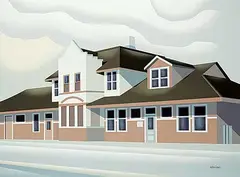 Don Bergland, Train Station, Nanaimo, B.C., 1983, acrylic on canvas