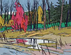 Thomas Frederick Haig Chatfield, Maple Red, acrylic on wood board