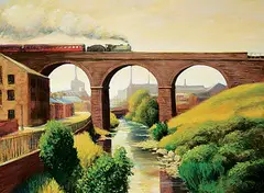 Peter Cunningham, Steam Above the River, acrylic on canvas