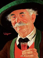 Erwin Eichinger, Untitled - Man With Schnapps Glass, oil on board