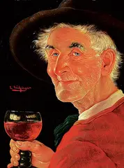 Erwin Eichinger, Untitled - Man Holding Wine Glass, oil on board