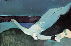 Father and Daughter by Nita Forrest, 1981, oil on canvas, sold Apr 2021