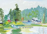 Avis Margaret Rasmussen, Boats Off Resthaven, Sidney, 2000, watercolour on paper