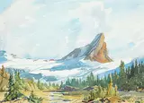St. Nicholas Peak by Margaret Shelton, 1984, watercolour on paper, sold Apr 2021