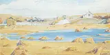 Untitled - Snow Melt on the Prairies by Margaret Shelton, 1975, watercolour on paper, sold Apr 2021