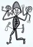 Tomothy Akis, Warrior With His Two Sons #24/50, 1985, silkscreen on paper