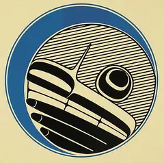 Moon [Green and Black on White] by Robert Davidson, 1976, colour silkscreen on paper, sold Mar 2021