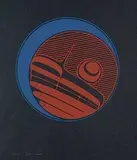 Robert Davidson, Moon [Red and Green on Black] #78/274, 1976, colour silkscreen on paper