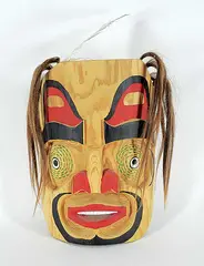 Stan Louis Sr., Untitled - Portrait Mask, painted wood carving with hair