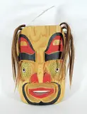 Stan Louis Sr., Untitled - Portrait Mask, painted wood carving with hair