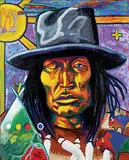 Frederick McDonald, Untitled - One Eye Open, Teepee, 1996, acrylic on canvas board